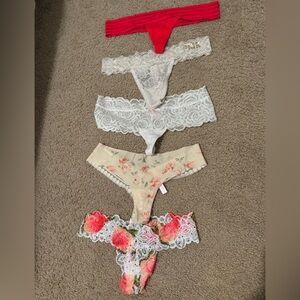 Victorias secret pink Floral and Lace thong panties